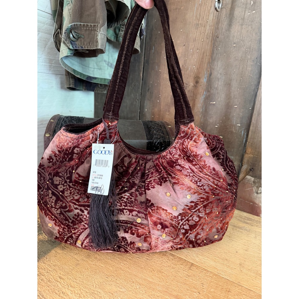 Vintage Goody's NWT Velvet Paisley Shoulder Bag Y2K Whimsigoth Boho Tassel